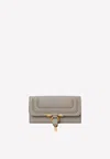 Chloé Marcie Long Wallet In Grained Leather In Gray