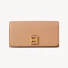 Chloé Marcie Long Wallet With Flap In Grained Leather In Brown