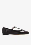 Chloé Marcie Embellished Crinkled Patent-leather Ballet Flats In Purple