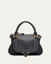 Chloé Marcie Medium Double Carry Satchel Bag In Grained Leather In Black