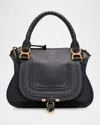 Chloé Marcie Medium Double Carry Satchel Bag In Grained Leather In Black