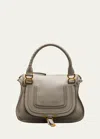 Chloé Marcie Medium Double Carry Satchel Bag In Grained Leather In Cashmere Grey