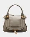 Chloé Marcie Medium Double Carry Satchel Bag In Grained Leather In Cashmere Grey