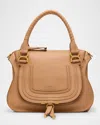 Chloé Marcie Medium Double Carry Satchel Bag In Grained Leather In Neutral