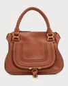Chloé Marcie Medium Double Carry Satchel Bag In Grained Leather In Tan