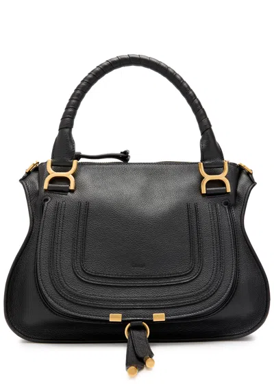 Chloé Chloe Marcie Medium Grained Leather Tote Bag In Black