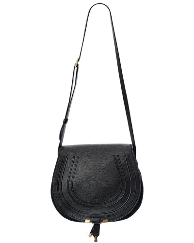 Chloé Marcie Medium Leather Saddle Bag In Black