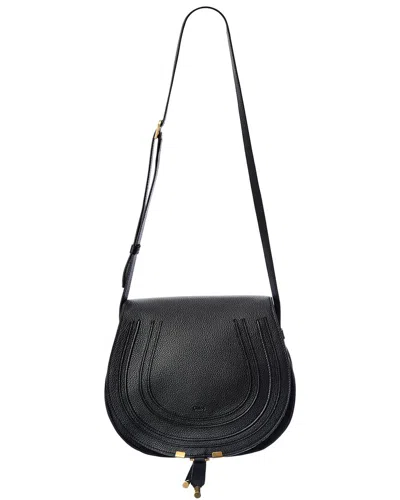 Chloé Marcie Medium Crossbody Bag In Grained Leather In Black