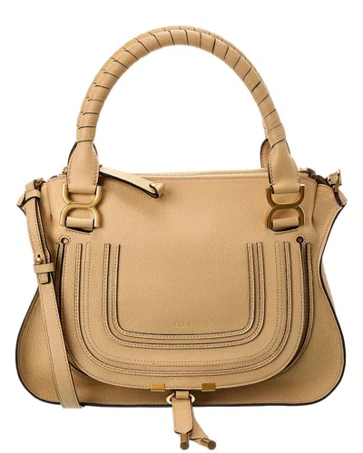 Chloé Marcie Medium Leather Satchel In Beige