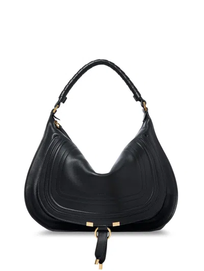 Chloé Marcie Medium Leather Shoulder Bag In Black
