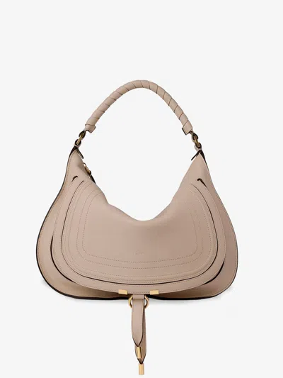 Chloé Marcie Medium Leather Shoulder Bag In Sand