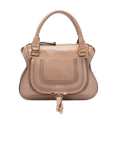 Chloé Marcie Medium Logo Shoulder Bag In Nude