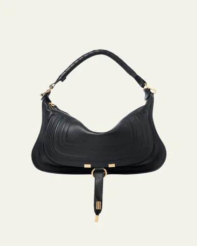 Chloé Marcie Medium Saddle Shoulder Bag In Leather In Black