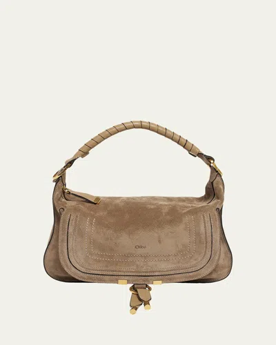 Chloé Marcie Medium Saddle Shoulder Bag In Suede In Brown