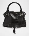 Chloé Marcie Medium Satchel Bag In Shiny Calfskin In Black