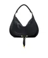 Chloé Marcie Medium Black Shoulder Bag With Logo Lettering On The Front In Suede Woman In Black