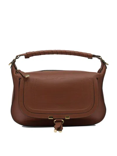 Chloé Marcie Leather Shoulder Bag Top Handle In Brown