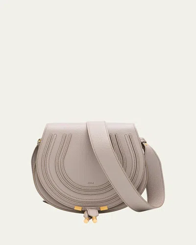 Chloé Marcie Medium Slim Crossbody Bag In Grained Calfskin In Cashmere Grey