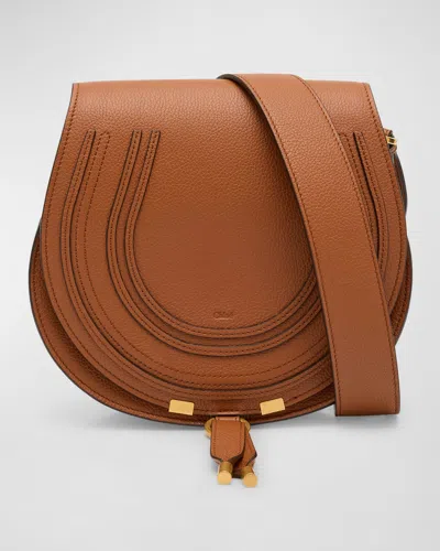 Chloé Marcie Medium Slim Crossbody Bag In Grained Calfskin In Beige