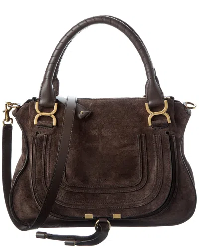 Chloé Marcie Medium Suede Satchel In Brown