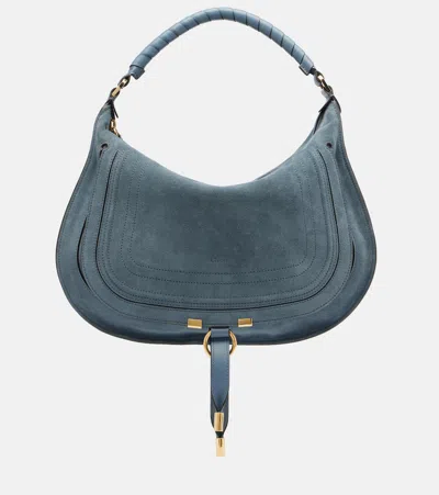 Chloé Marcie Medium Suede Shoulder Bag In Blue