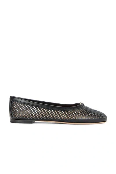 Chloé Marcie Leather Net Ballerina Flats In Black