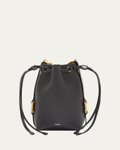 Chloé Marcie Micro Bucket Bag In Leather With Chain Strap In Black