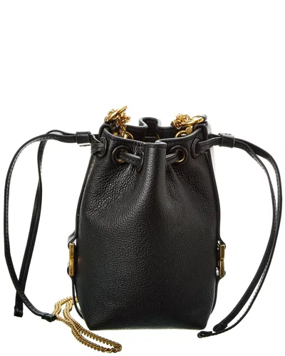 Chloé Marcie Micro Leather Bucket Bag In Black