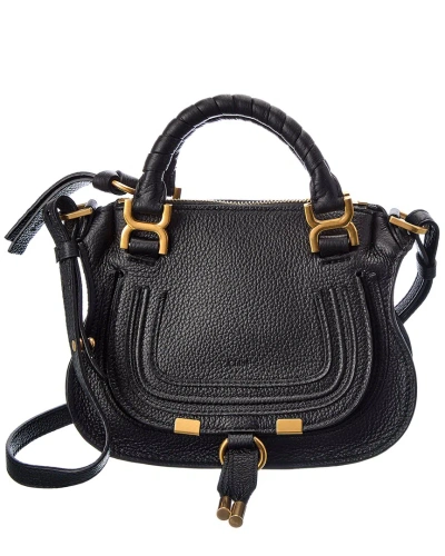 Chloé Marcie Mini Double Carry Leather Shoulder Bag In Black