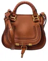 Chloé Marcie Mini Double Carry Leather Shoulder Bag In Brown