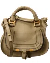 Chloé Marcie Mini Double Carry Leather Satchel In Green