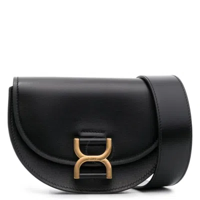 Chloé Chloe Marcie Mini Flap Leather Crossbody In Black