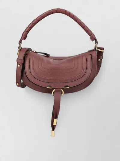 Chloé Marcie Mini Leather Crossbody Bag Handle In Brown