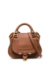 Chloé Marcie Shiny Leather Top Handle Bag In Brown
