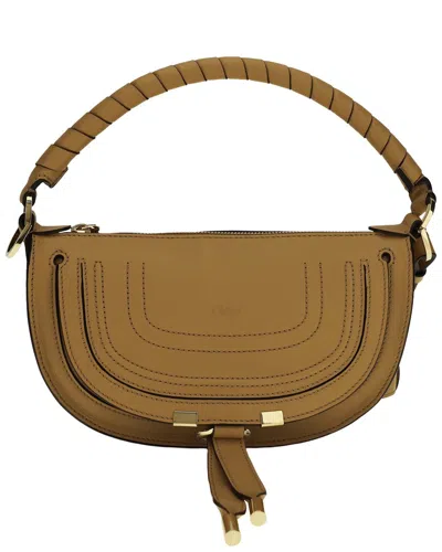 Chloé Marcie Mini Leather Shoulder Bag In Brown