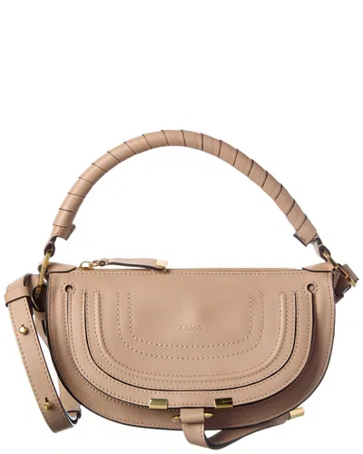 Chloé Marcie Mini Leather Shoulder Bag In Beige
