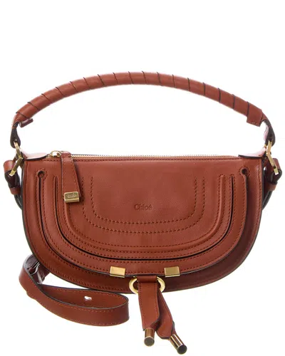 Chloé Marcie Mini Leather Shoulder Bag In Brown