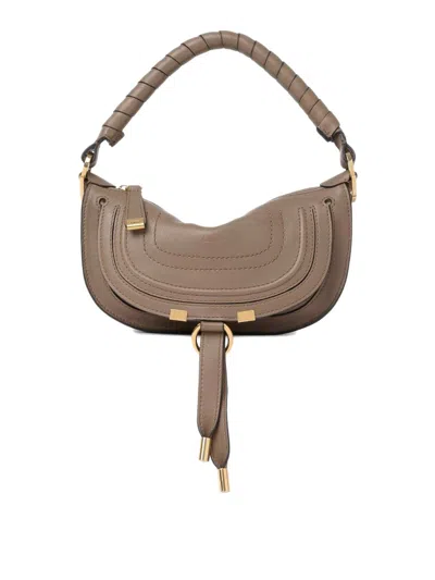 Chloé Marcie Mini Leather Shoulder Bag In Gray
