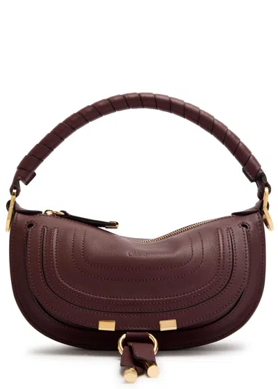 Chloé Chloe Marcie Mini Leather Shoulder Bag In Burgundy