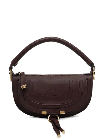 Chloé Marcie Mini Leather Shoulder Bag In Brown
