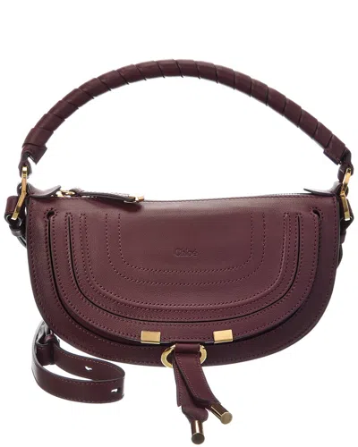 Chloé Marcie Mini Leather Shoulder Bag In Red