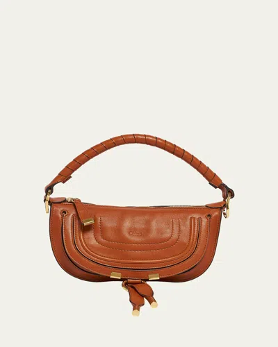 Chloé Marcie Mini Saddle Shoulder Bag In Leather In Brown