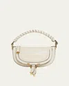 Chloé Marcie Mini Saddle Shoulder Bag In Leather In White