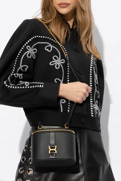 Chloé Small Marcie Vanity Leather Shoulder Bag In Black