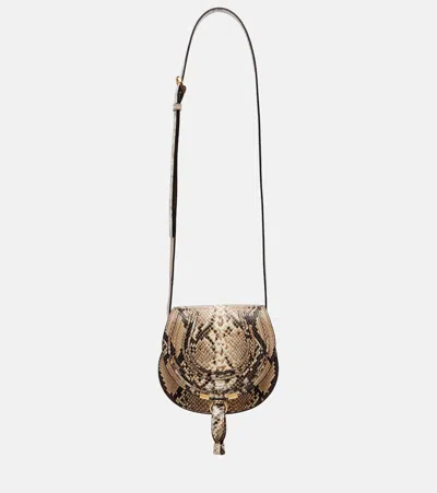 Chloé Marcie Mini Snake-effect Leather Crossbody Bag In Sand
