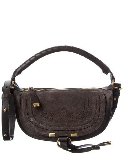 Chloé Marcie Mini Suede & Leather Shoulder Bag In Brown