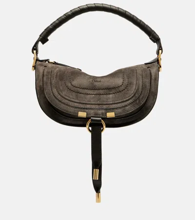 Chloé Marcie Mini Suede Shoulder Bag In Brown