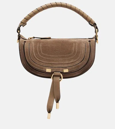 Chloé Marcie Mini Suede Shoulder Bag In Brown