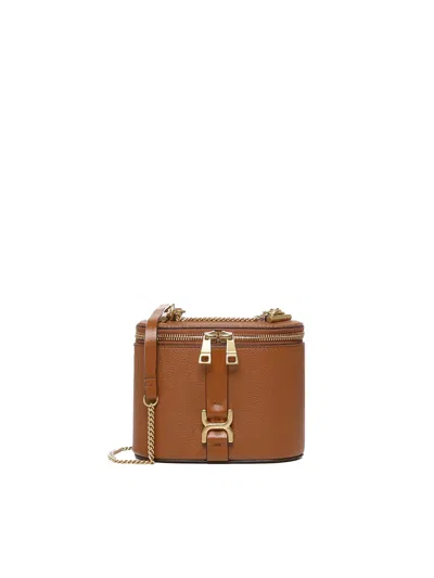 Chloé Marcie Mini Vanity Bag With Chain In Brown