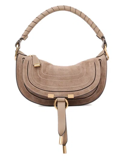 Chloé Marcie Boyish Brown Leather Shoulder Bag In Neutral